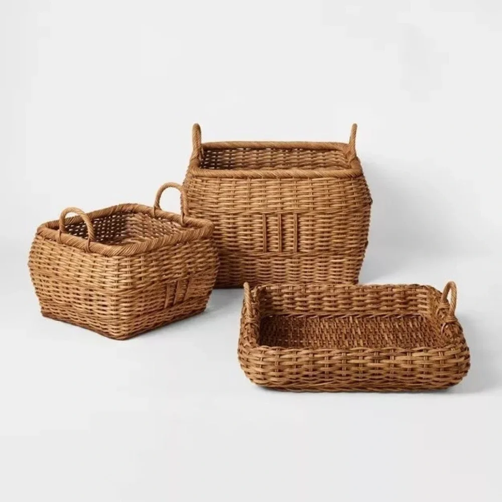 Medium Square Rattan Harvest Basket Brown - Threshold Studio McGee, Target
